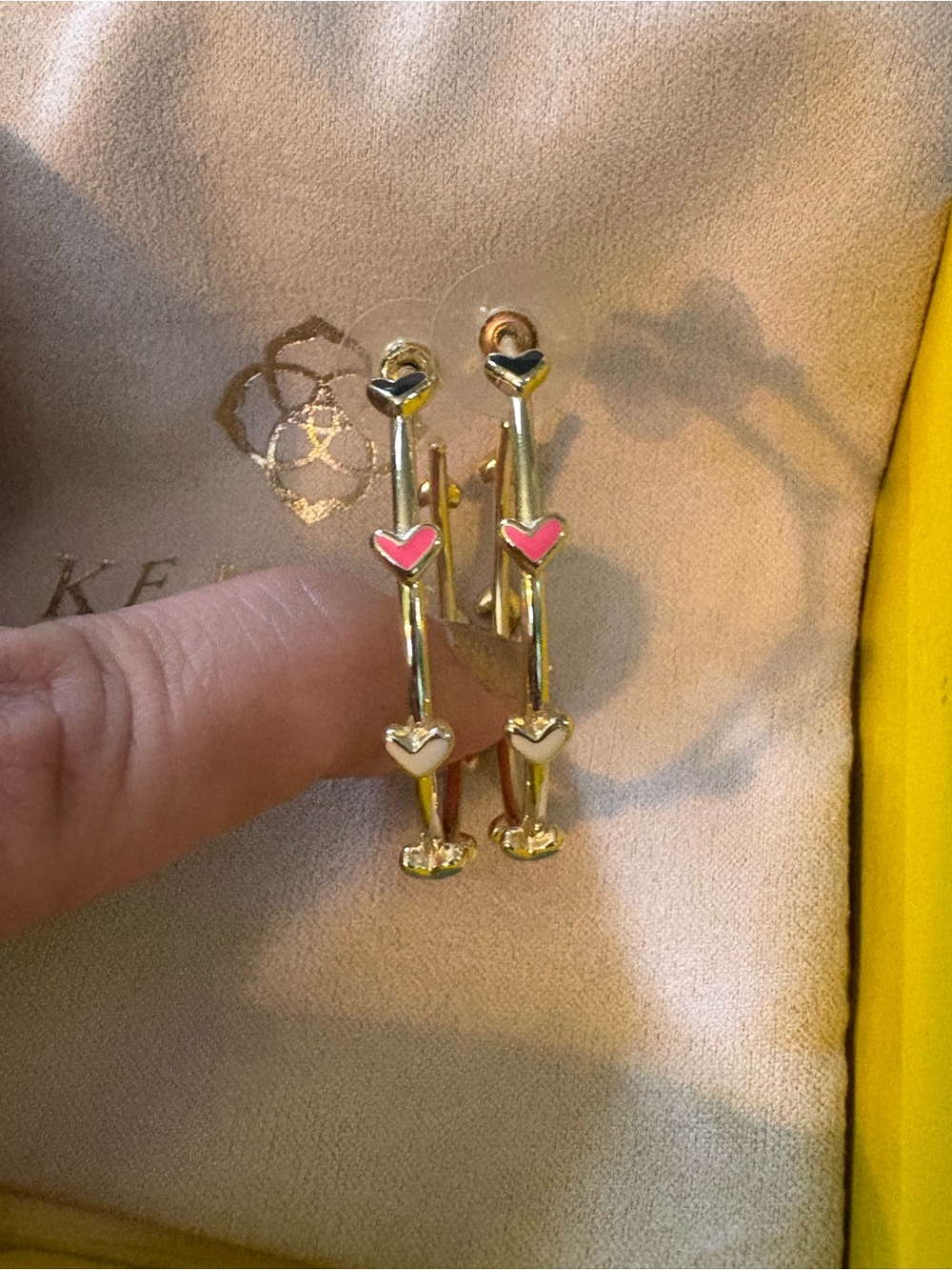 Kendra Scott Gold hoop Earrings with multicolor Hearts